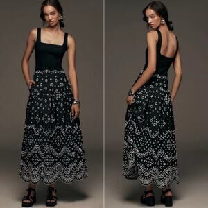 Maeve Sleeveless Square-Neck Eyelet Dress